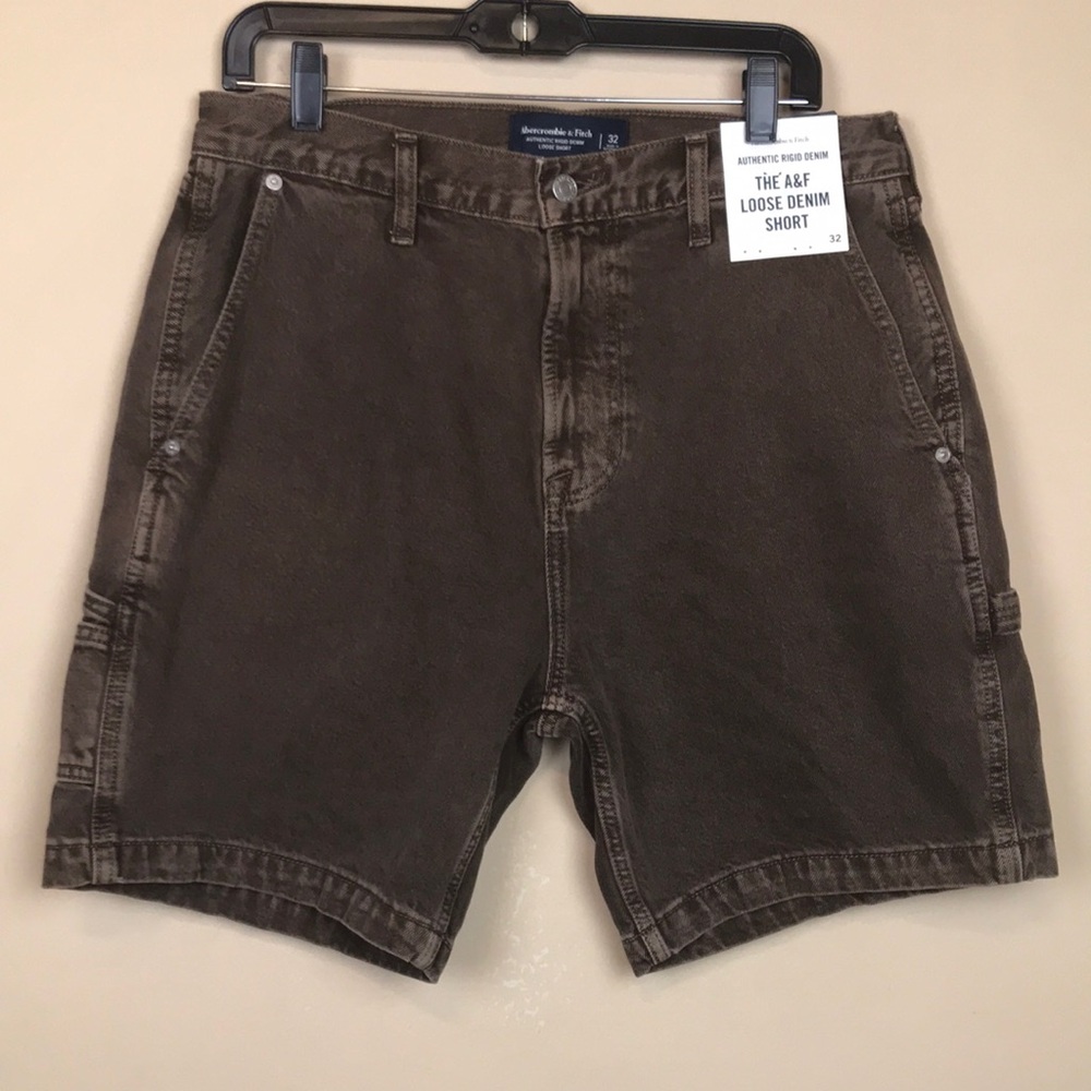 NWT Abercrombie & Fitch Men’s The A&F Loose Denim Short Brown Carpenter